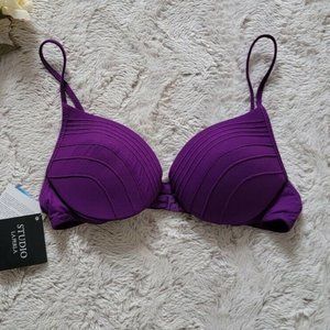 NWT Studio La Perla Padded Underwire Strap Push Up Bikini Top Purple 10